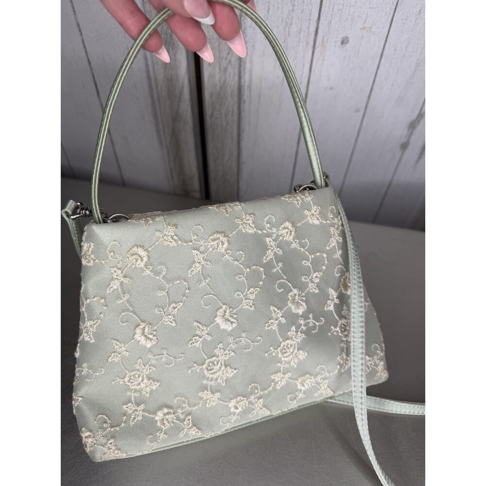 Vintage Amanda Smith Mint Floral Lace Bag Flower Cottagecore Y2K Whimsy